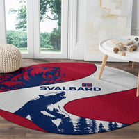 Svalbard Norway Round Carpet with Polar Bear Forest and Norwegian Flag - Wonder Print Shop