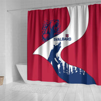 Svalbard Norway Shower Curtain with Polar Bear Forest and Norwegian Flag - Wonder Print Shop