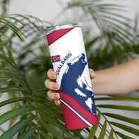 Svalbard Norway Skinny Tumbler with Polar Bear Forest and Norwegian Flag - Wonder Print Shop