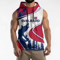 Svalbard Norway Sleeveless Hoodie with Polar Bear Forest and Norwegian Flag - Wonder Print Shop
