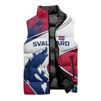 Svalbard Norway Sleeveless Puffer Jacket with Polar Bear Forest and Norwegian Flag - Wonder Print Shop