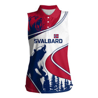 Svalbard Norway Women Sleeveless Polo Shirt with Polar Bear Forest and Norwegian Flag - Wonder Print Shop