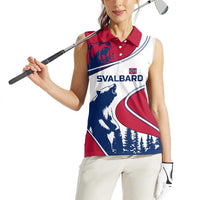 Svalbard Norway Women Sleeveless Polo Shirt with Polar Bear Forest and Norwegian Flag - Wonder Print Shop