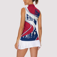 Svalbard Norway Women Sleeveless Polo Shirt with Polar Bear Forest and Norwegian Flag - Wonder Print Shop