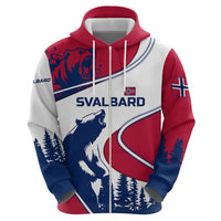 Svalbard Norway Zip Hoodie with Polar Bear Forest and Norwegian Flag - Wonder Print Shop