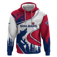 Svalbard Norway Zip Hoodie with Polar Bear Forest and Norwegian Flag - Wonder Print Shop