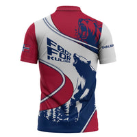 Svalbard Norway Zipper Polo Shirt with Polar Bear Forest and Norwegian Flag - Wonder Print Shop
