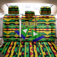 Nevis in Saint Kitts and Nevis Back Car Seat Cover Geometric Pattern and Coat of Arms - Wonder Print Shop