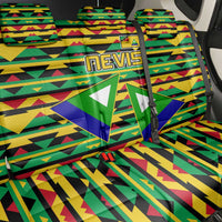 Nevis in Saint Kitts and Nevis Back Car Seat Cover Geometric Pattern and Coat of Arms - Wonder Print Shop