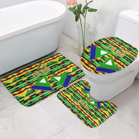 Nevis in Saint Kitts and Nevis Bathroom Set Geometric Pattern and Coat of Arms - Wonder Print Shop