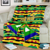 Nevis in Saint Kitts and Nevis Blanket Geometric Pattern and Coat of Arms - Wonder Print Shop
