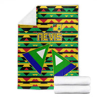Nevis in Saint Kitts and Nevis Blanket Geometric Pattern and Coat of Arms - Wonder Print Shop