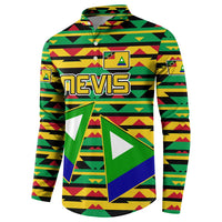 Nevis in Saint Kitts and Nevis Button Sweatshirt Geometric Pattern and Coat of Arms - Wonder Print Shop
