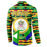 Nevis in Saint Kitts and Nevis Button Sweatshirt Geometric Pattern and Coat of Arms - Wonder Print Shop