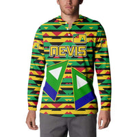 Nevis in Saint Kitts and Nevis Button Sweatshirt Geometric Pattern and Coat of Arms - Wonder Print Shop