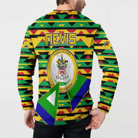 Nevis in Saint Kitts and Nevis Button Sweatshirt Geometric Pattern and Coat of Arms - Wonder Print Shop