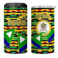 Nevis in Saint Kitts and Nevis 4 in 1 Can Cooler Tumbler Geometric Pattern and Coat of Arms - Wonder Print Shop