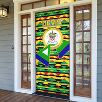 Nevis in Saint Kitts and Nevis Door Cover Geometric Pattern and Coat of Arms - Wonder Print Shop