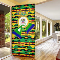 Nevis in Saint Kitts and Nevis Door Cover Geometric Pattern and Coat of Arms - Wonder Print Shop