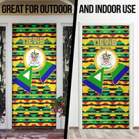 Nevis in Saint Kitts and Nevis Door Cover Geometric Pattern and Coat of Arms - Wonder Print Shop