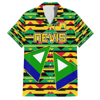 Nevis in Saint Kitts and Nevis Family Matching Off The Shoulder Long Sleeve Dress and Hawaiian Shirt Geometric Pattern and Coat of Arms - Wonder Print Shop