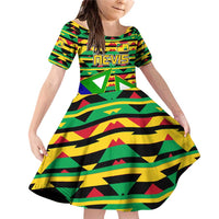 Nevis in Saint Kitts and Nevis Family Matching Off Shoulder Short Dress and Hawaiian Shirt Geometric Pattern and Coat of Arms - Wonder Print Shop