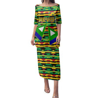 Nevis in Saint Kitts and Nevis Family Matching Puletasi and Hawaiian Shirt Geometric Pattern and Coat of Arms - Wonder Print Shop