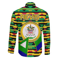 Nevis in Saint Kitts and Nevis Family Matching Short Sleeve Bodycon Dress and Hawaiian Shirt Geometric Pattern and Coat of Arms - Wonder Print Shop
