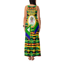 Nevis in Saint Kitts and Nevis Family Matching Tank Maxi Dress and Hawaiian Shirt Geometric Pattern and Coat of Arms - Wonder Print Shop