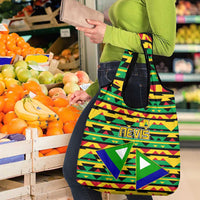 Nevis in Saint Kitts and Nevis Grocery Bag Geometric Pattern and Coat of Arms - Wonder Print Shop