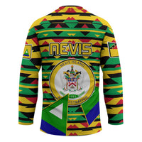 Nevis in Saint Kitts and Nevis Hockey Jersey Geometric Pattern and Coat of Arms - Wonder Print Shop