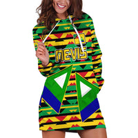 Nevis in Saint Kitts and Nevis Hoodie Dress Geometric Pattern and Coat of Arms - Wonder Print Shop