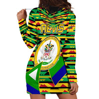Nevis in Saint Kitts and Nevis Hoodie Dress Geometric Pattern and Coat of Arms - Wonder Print Shop