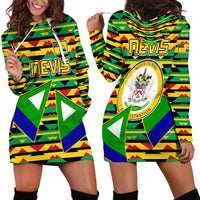 Nevis in Saint Kitts and Nevis Hoodie Dress Geometric Pattern and Coat of Arms - Wonder Print Shop