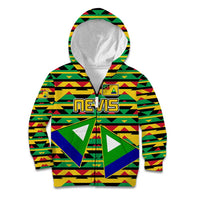 Nevis in Saint Kitts and Nevis Kid Hoodie Geometric Pattern and Coat of Arms - Wonder Print Shop
