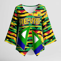 Nevis in Saint Kitts and Nevis Kimono Sleeve Blouse Geometric Pattern and Coat of Arms - Wonder Print Shop