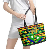 Nevis in Saint Kitts and Nevis Leather Tote Bag Geometric Pattern and Coat of Arms - Wonder Print Shop