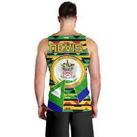 Nevis in Saint Kitts and Nevis Men Tank Top Geometric Pattern and Coat of Arms - Wonder Print Shop