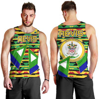 Nevis in Saint Kitts and Nevis Men Tank Top Geometric Pattern and Coat of Arms - Wonder Print Shop