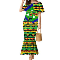 Nevis in Saint Kitts and Nevis Mermaid Dress Geometric Pattern and Coat of Arms - Wonder Print Shop