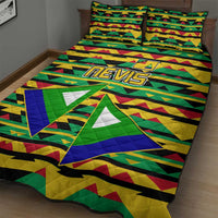 Nevis in Saint Kitts and Nevis Quilt Bed Set Geometric Pattern and Coat of Arms - Wonder Print Shop