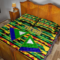 Nevis in Saint Kitts and Nevis Quilt Bed Set Geometric Pattern and Coat of Arms - Wonder Print Shop