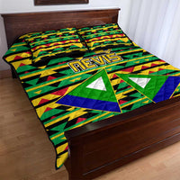 Nevis in Saint Kitts and Nevis Quilt Bed Set Geometric Pattern and Coat of Arms - Wonder Print Shop