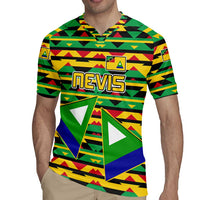 Nevis in Saint Kitts and Nevis Rugby Jersey Geometric Pattern and Coat of Arms - Wonder Print Shop