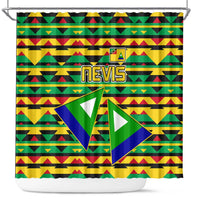 Nevis in Saint Kitts and Nevis Shower Curtain Geometric Pattern and Coat of Arms - Wonder Print Shop