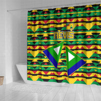 Nevis in Saint Kitts and Nevis Shower Curtain Geometric Pattern and Coat of Arms - Wonder Print Shop