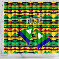 Nevis in Saint Kitts and Nevis Shower Curtain Geometric Pattern and Coat of Arms - Wonder Print Shop