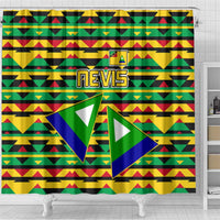 Nevis in Saint Kitts and Nevis Shower Curtain Geometric Pattern and Coat of Arms - Wonder Print Shop
