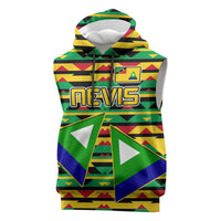 Nevis in Saint Kitts and Nevis Sleeveless Hoodie Geometric Pattern and Coat of Arms - Wonder Print Shop