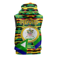 Nevis in Saint Kitts and Nevis Sleeveless Zip Hoodie Geometric Pattern and Coat of Arms - Wonder Print Shop